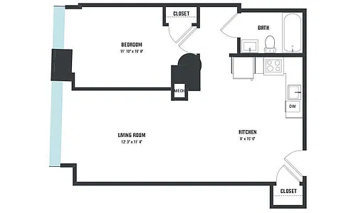 Floor plan A13 One Bedroom