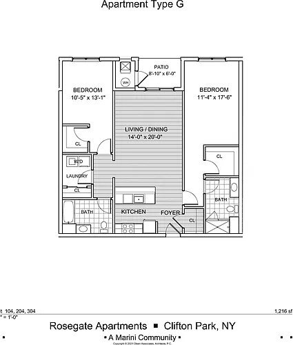 Floor plan G - 2 Bedroom, 2 Bath