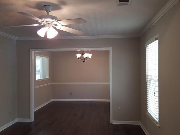 Living room open to dining room