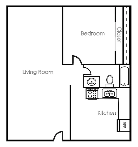 Floor plan 1 Bed 1 Bath Classic