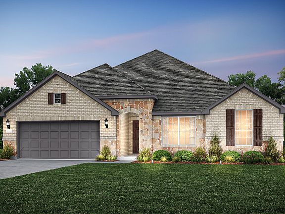 The Northlake, a one-story home with 2-car garage, shown as Home Exterior D