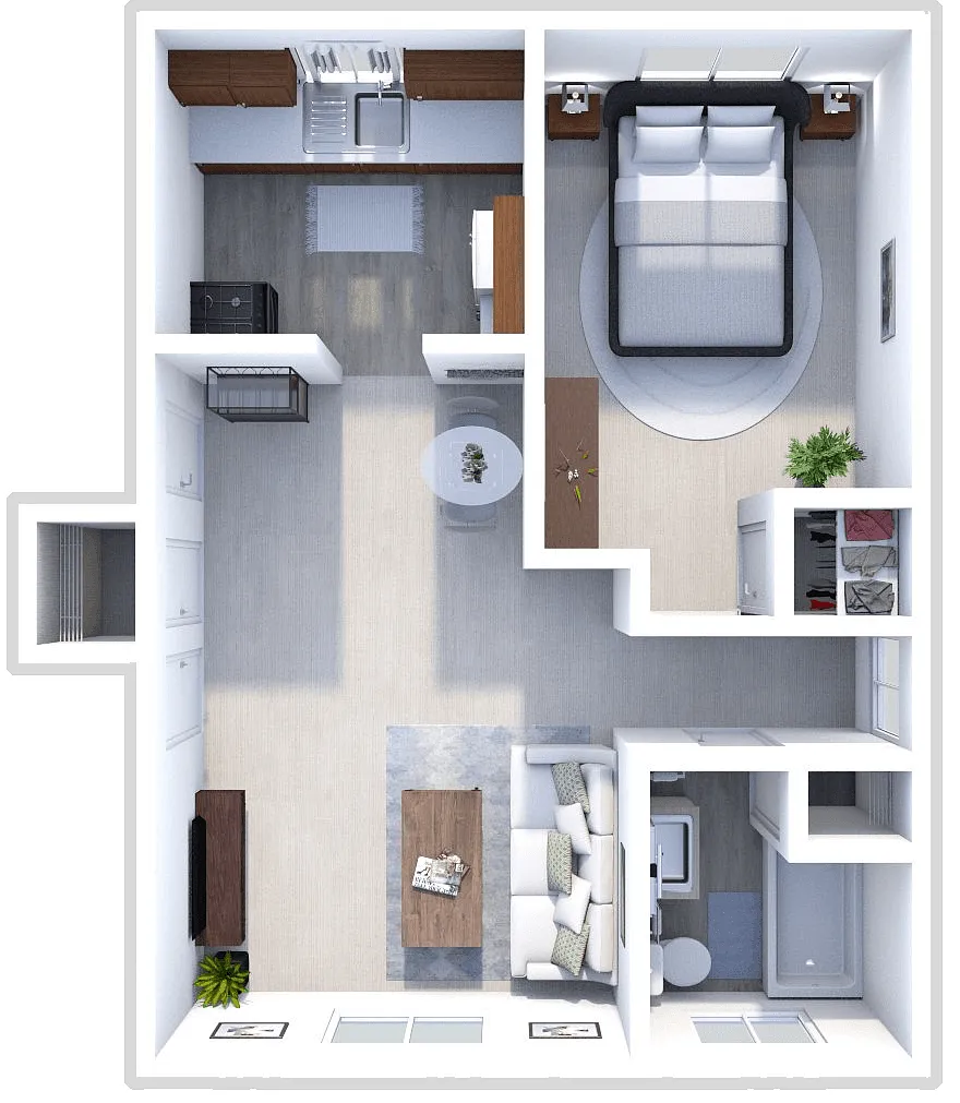 Floor plan 1 BEDROOM 1 BATH