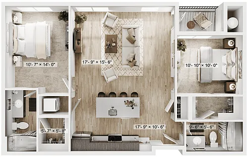 Floor plan 2BR/2BA - B1