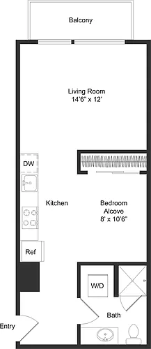 Floor plan Studio + Alcove C3