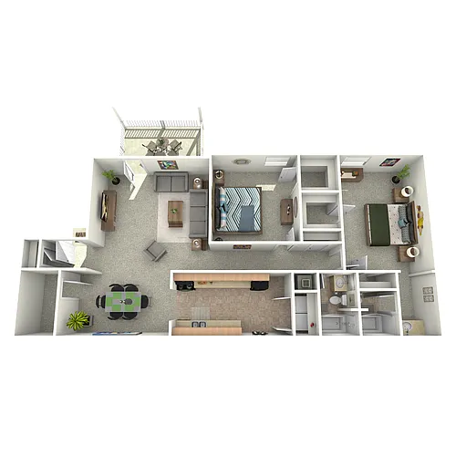 Floor plan 2 Bedroom Two Bathroom-Market