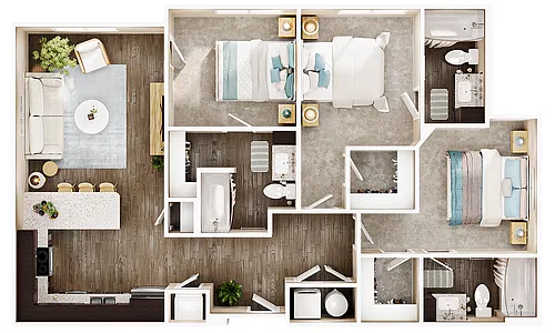 Floor plan 3BR/3BA - C1