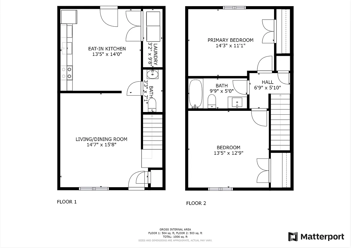 Floor plan 2 Bedroom Townhome