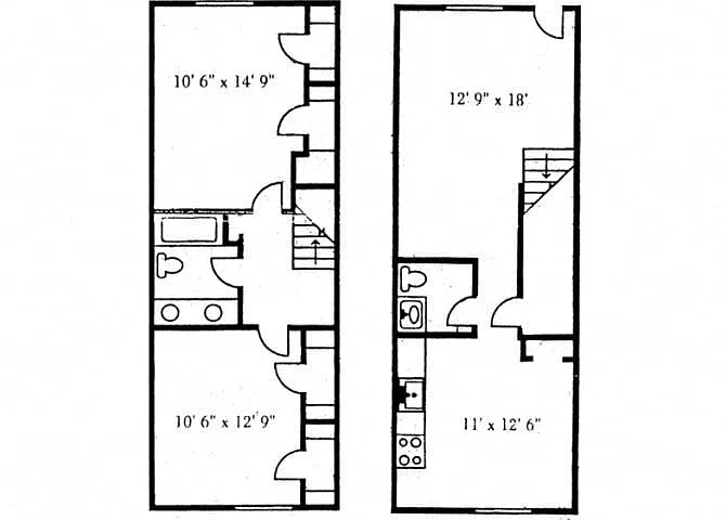 Floor plan 2 Bedroom Townhome
