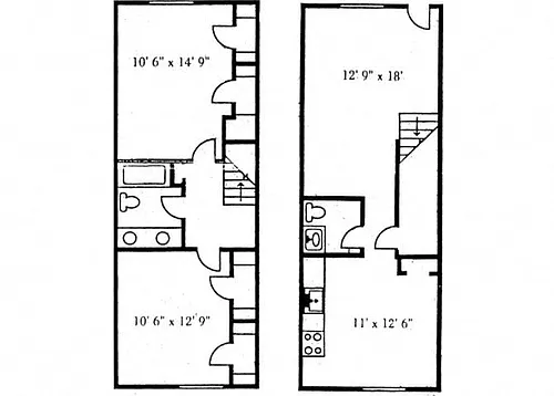 Floor plan 2 Bedroom Townhome