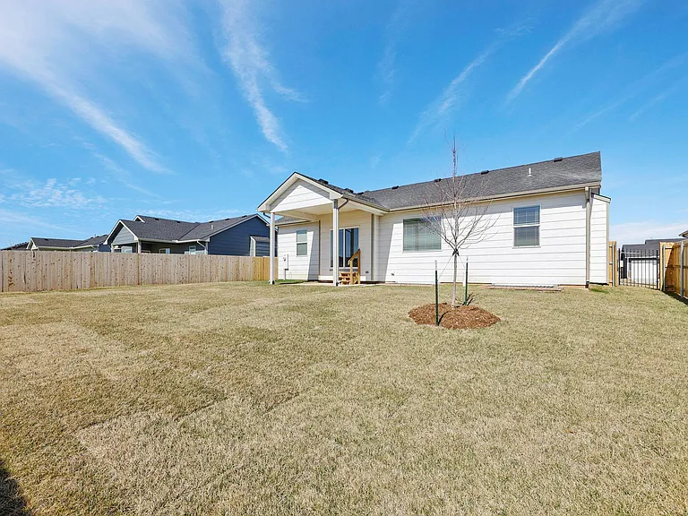 Large, fenced yard.
