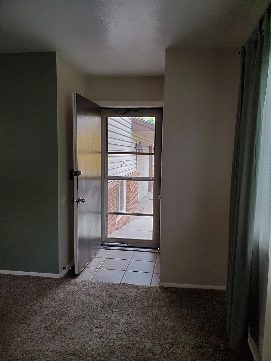 Front entry way/front door. Tile and carpet have been replaced with new luxury vinyl flooring. - 1323 Chambers Dr