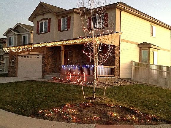 Front of home at Christmas