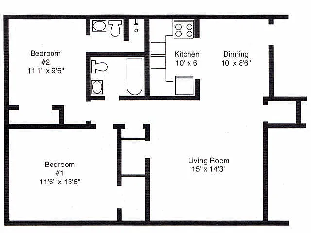 Floor plan Two Bedroom Garden