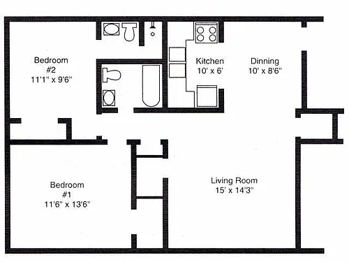 Floor plan Two Bedroom upgraded