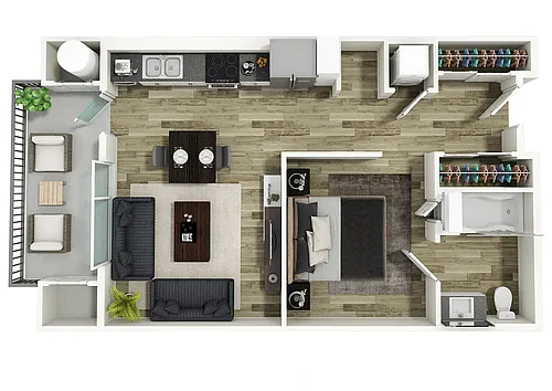 Floor plan Urban 1 Bed, 1 Bath
