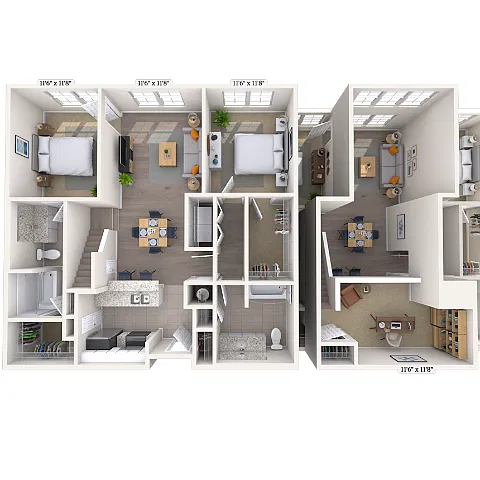 Floor plan Loft 2x2 1156-1338 SF