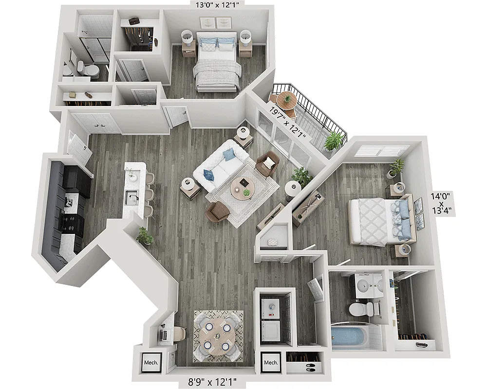 Floor plan Two Bedroom B2G
