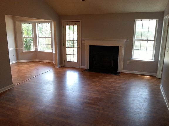 living room and kitchen off to left
