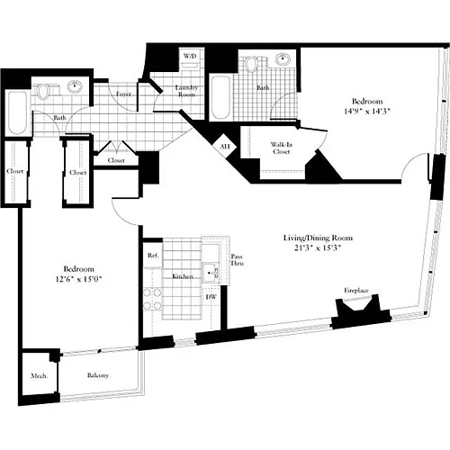 Floor plan 2 Bedrooms R