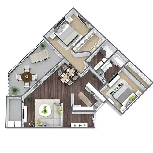 Floor plan B2: 2 Bed 2 Bath