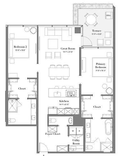 Floor plan 29 | 2B-05 | 2 Bed | 2.5 Bath