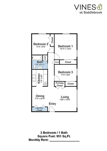 Floor plan 3 X 1