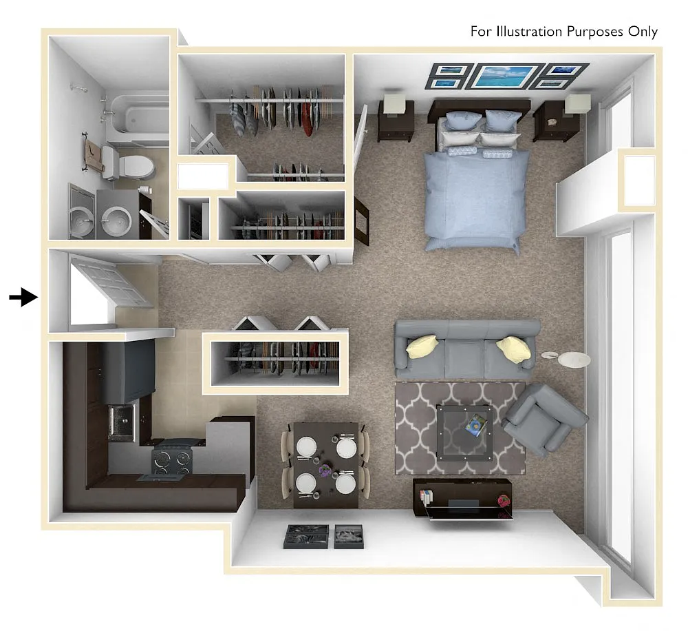Floor plan Studio 1Bathroom