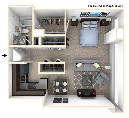 Floor plan Studio 1Bathroom