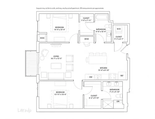 Floor plan 2 Bed 2 Bath Laredo