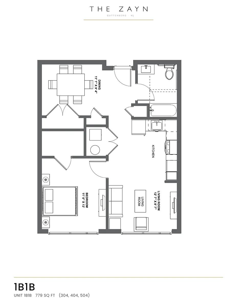 Floor plan One Bedroom + Den