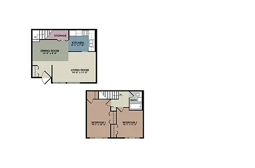 Floor plan 2TH- 2 Bedrroom Townhome