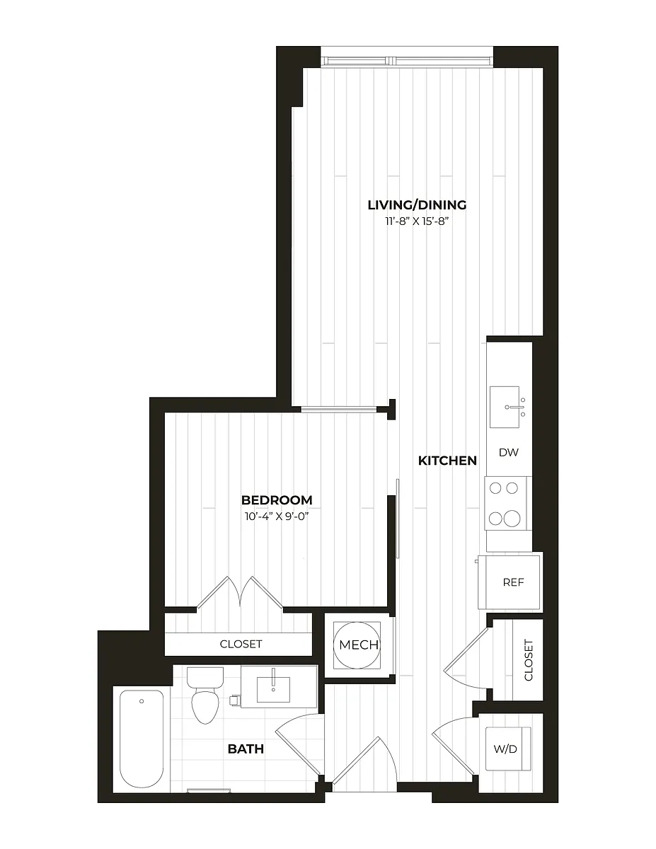 Floor plan JR 1 Bed/1 Bath-U24