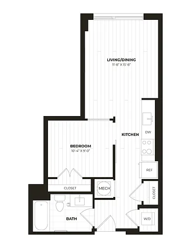 Floor plan JR 1 Bed/1 Bath-U24