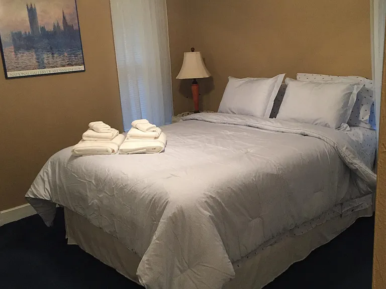 Bedroom number two. Bedspreads, sheets, and towels are provided.