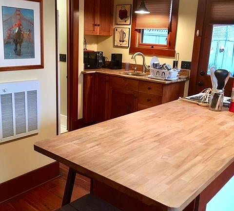 Kitchen and wood island