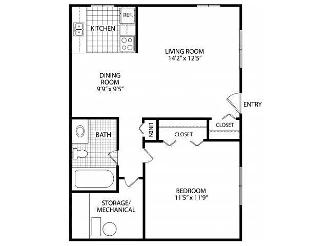 Floor plan One Bed One Bath