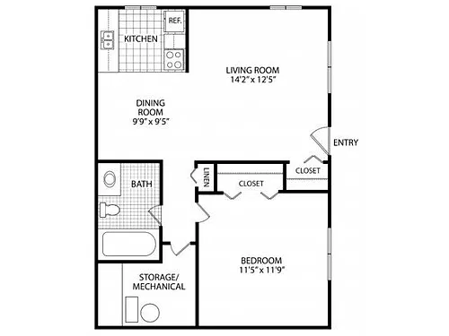 Floor plan One Bed One Bath
