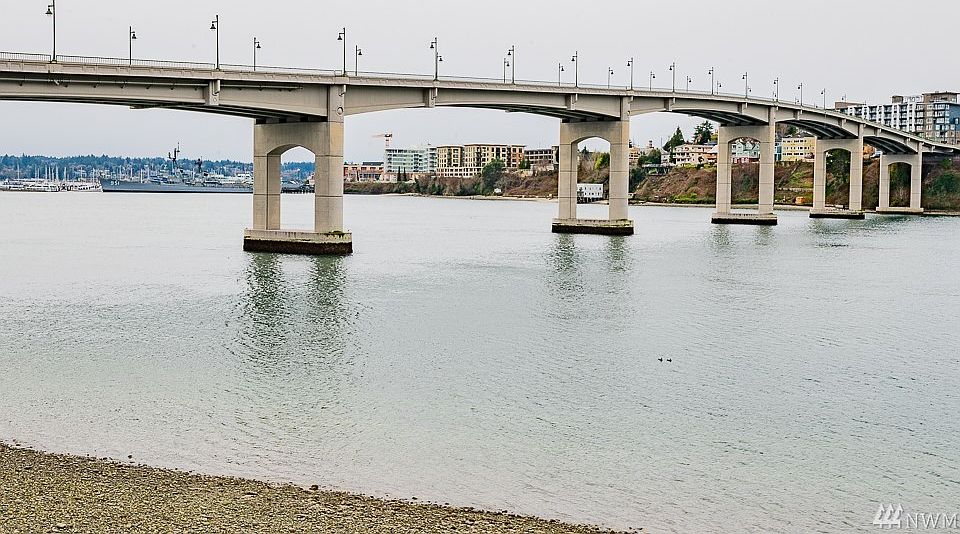 The west facing view from your private deck includes the Manette Bridge and the USS Turner Joy in background.