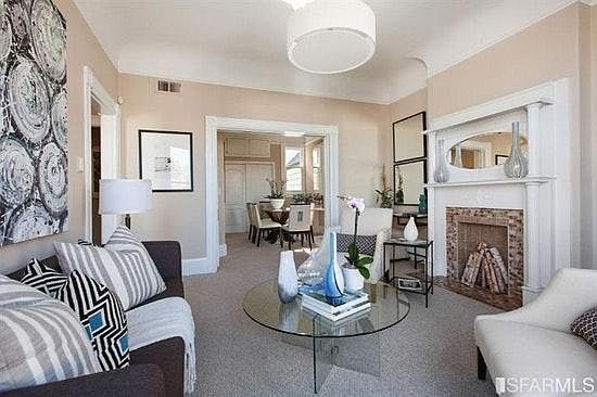 Living room adjacent to dining room