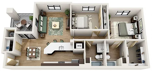 Floor plan B3 - 2 Bedroom, 2 Bath