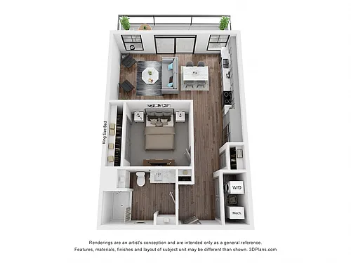 Floor plan Studio A1 - Riverfront