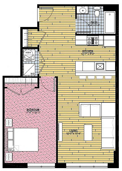 Floor plan 1 Bed | 1 Bath