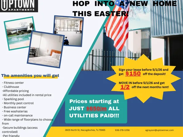 Uptown Apartments, 2805 North St #0efb66da3, Nacogdoches, TX 75965