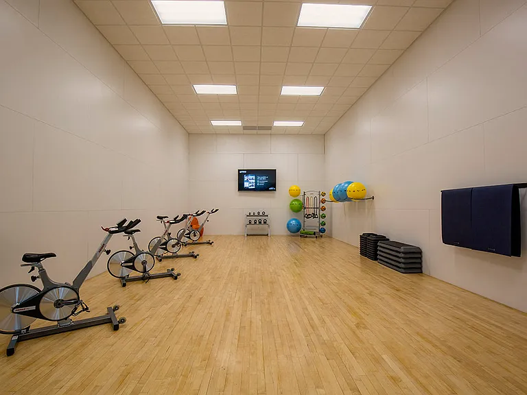 Fitness studio with stationary bikes