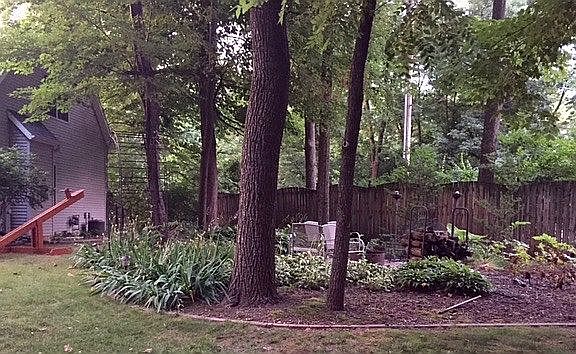 Side yard, fire pit w/cable 