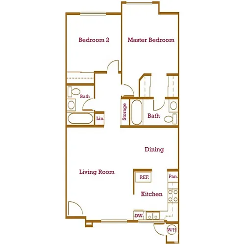 Floor plan 2 Bedrooms 2 Baths - 22A