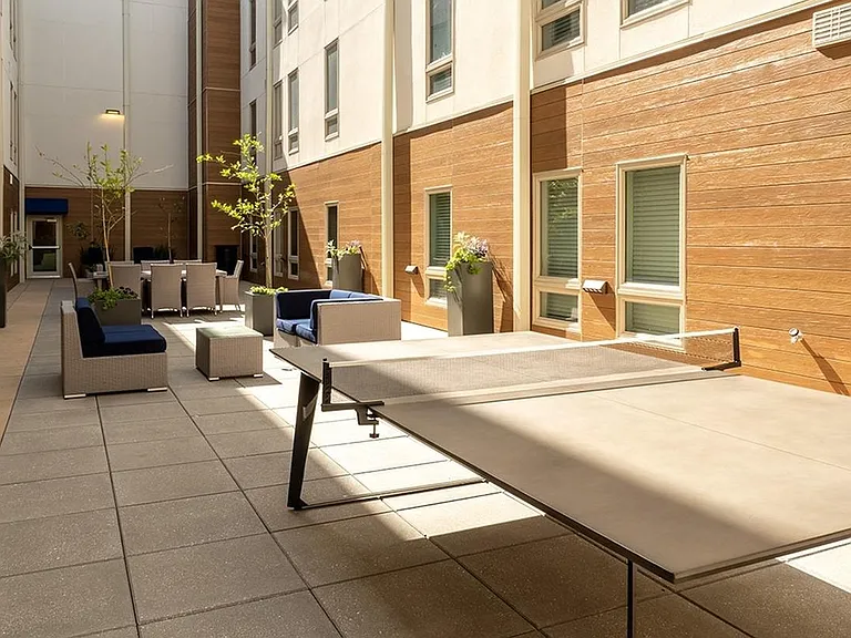 Courtyard with ping pong table