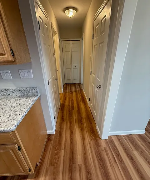 Hallway offers two closets for additional storage/pantry.