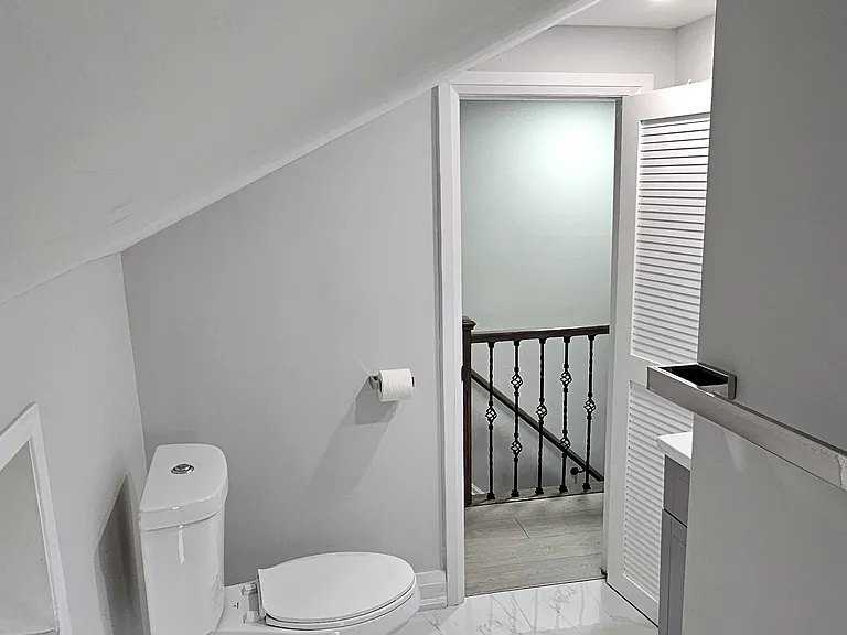 Upstairs bathroom from window-side