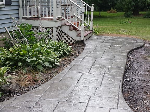 Stamped concrete walkway